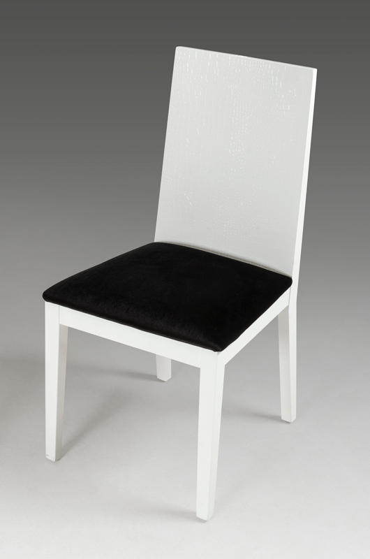 Two 36" White Fabric Dining Chairs