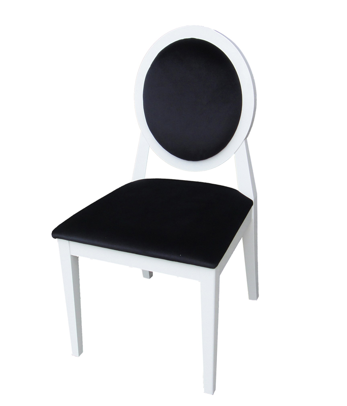 Two 36" White Lacquer Black Fabric Side Chairs