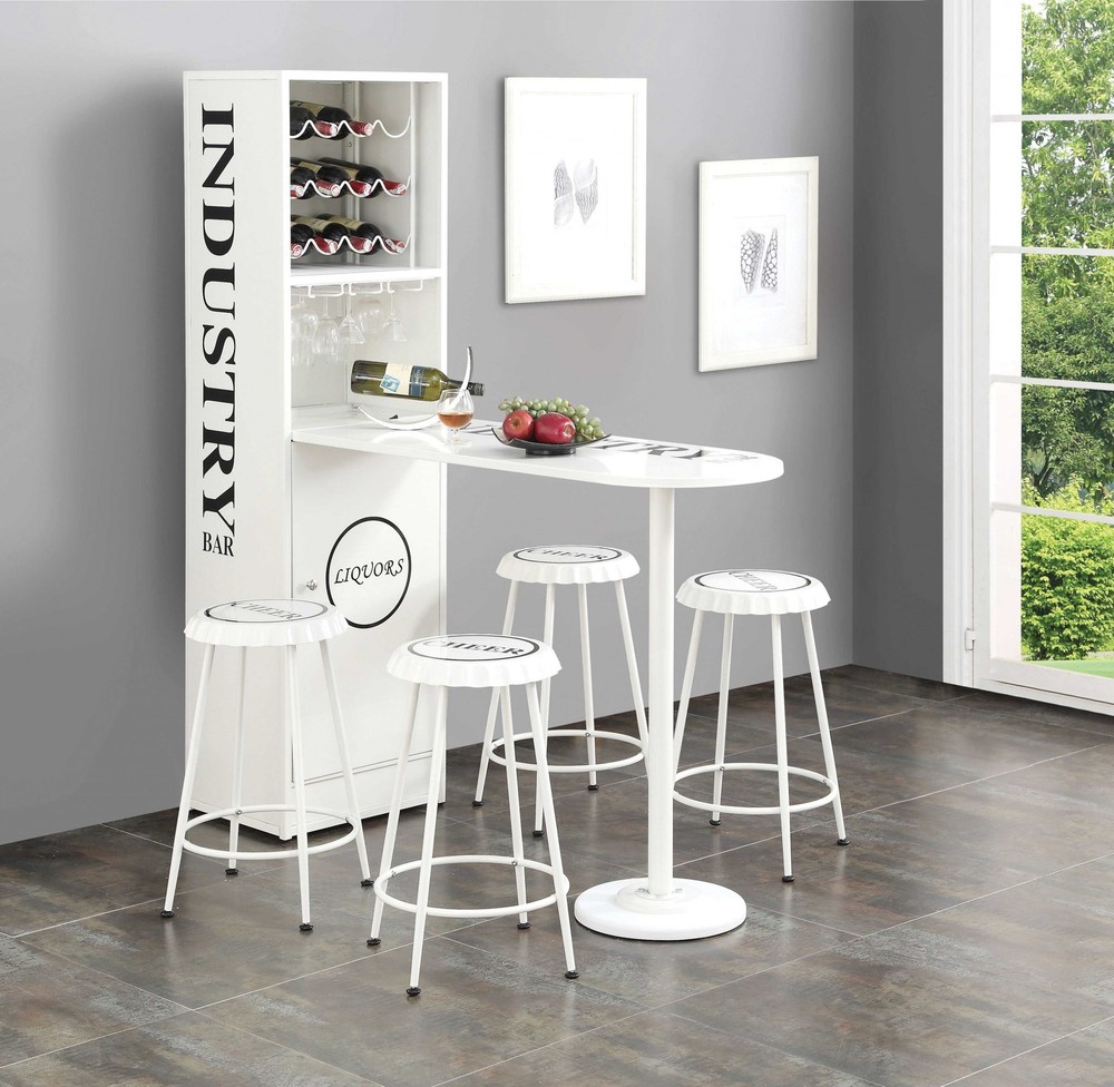 63" X 19" X 67" White Metal Counter Height Table