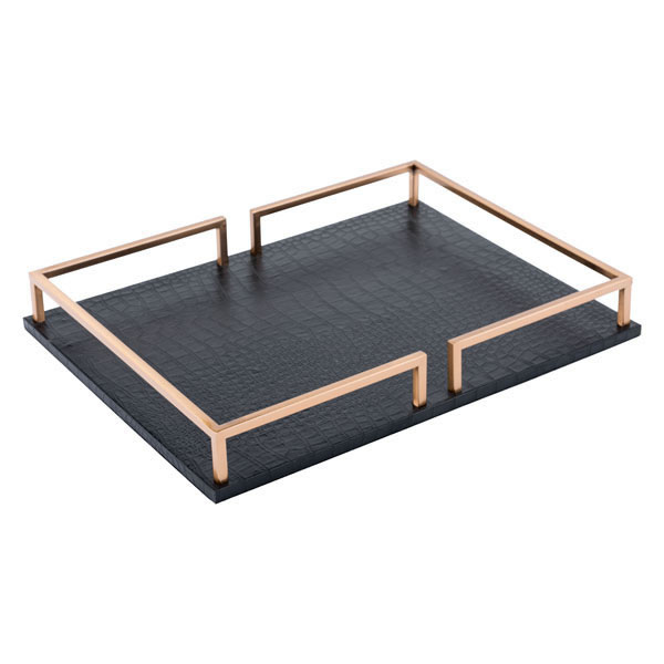 15.7" X 11.6" X 2" Black Square Table Tray