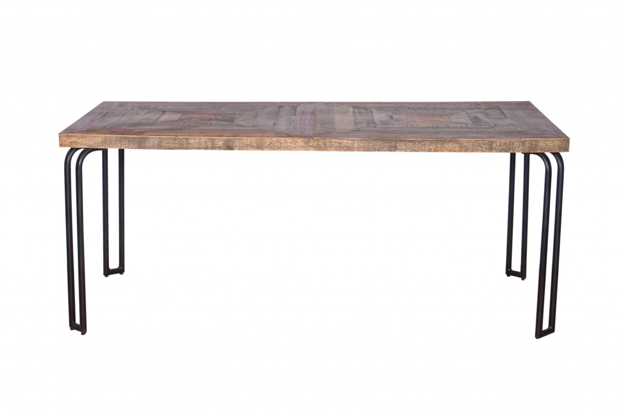 36" X 72" X 30" Natural Black 6 Wood 3 Iron Small Dining Table