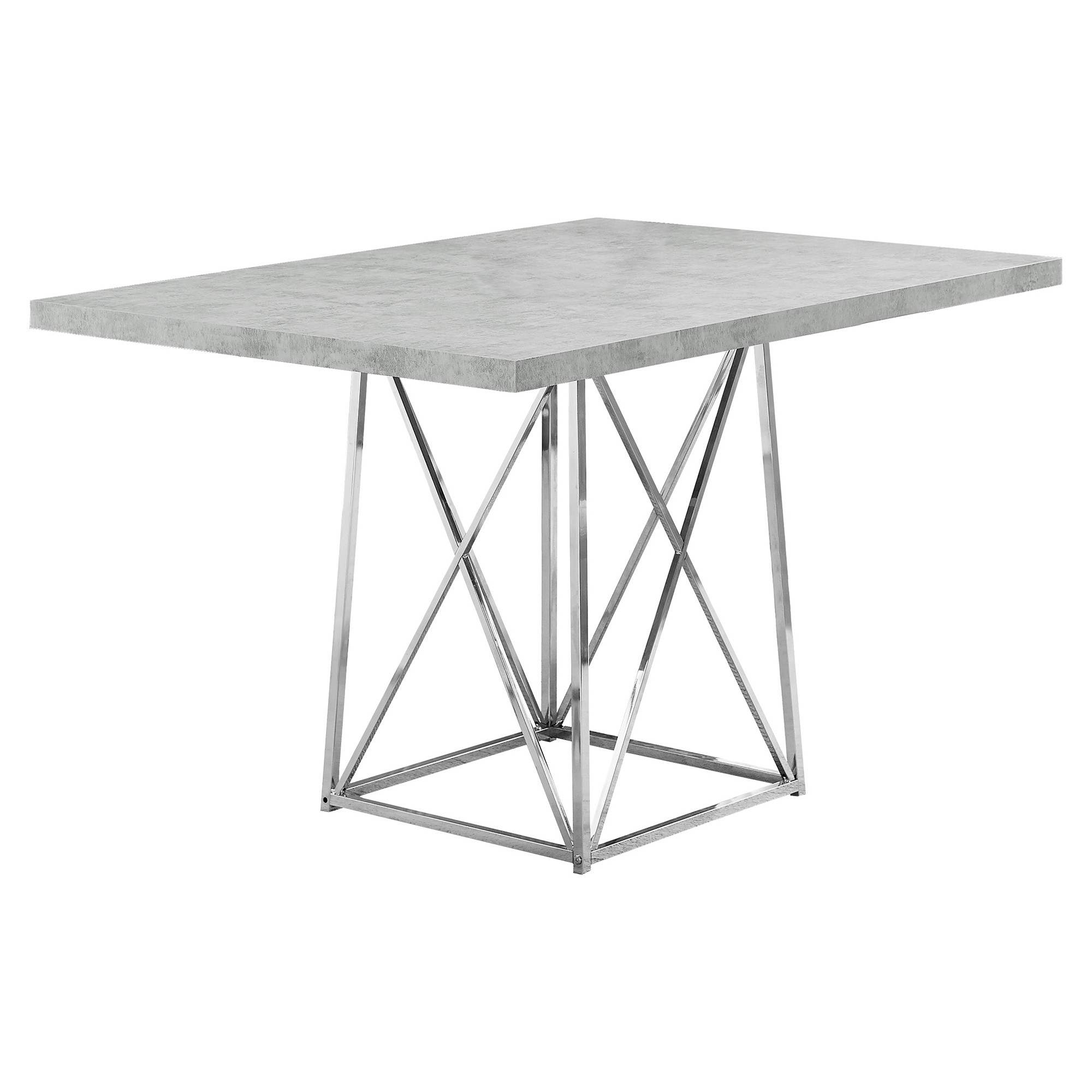36" x 48" x 31" Grey Particle Board and Chrome Metal Dining Table