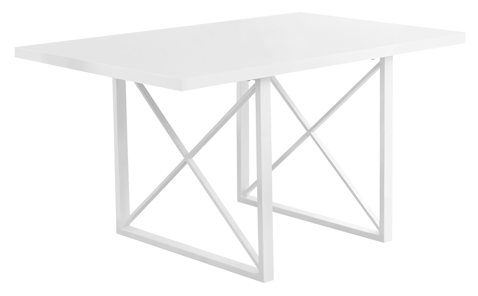 36" x 60" x 30" White HollowCore Particle Board Metal Dining Table