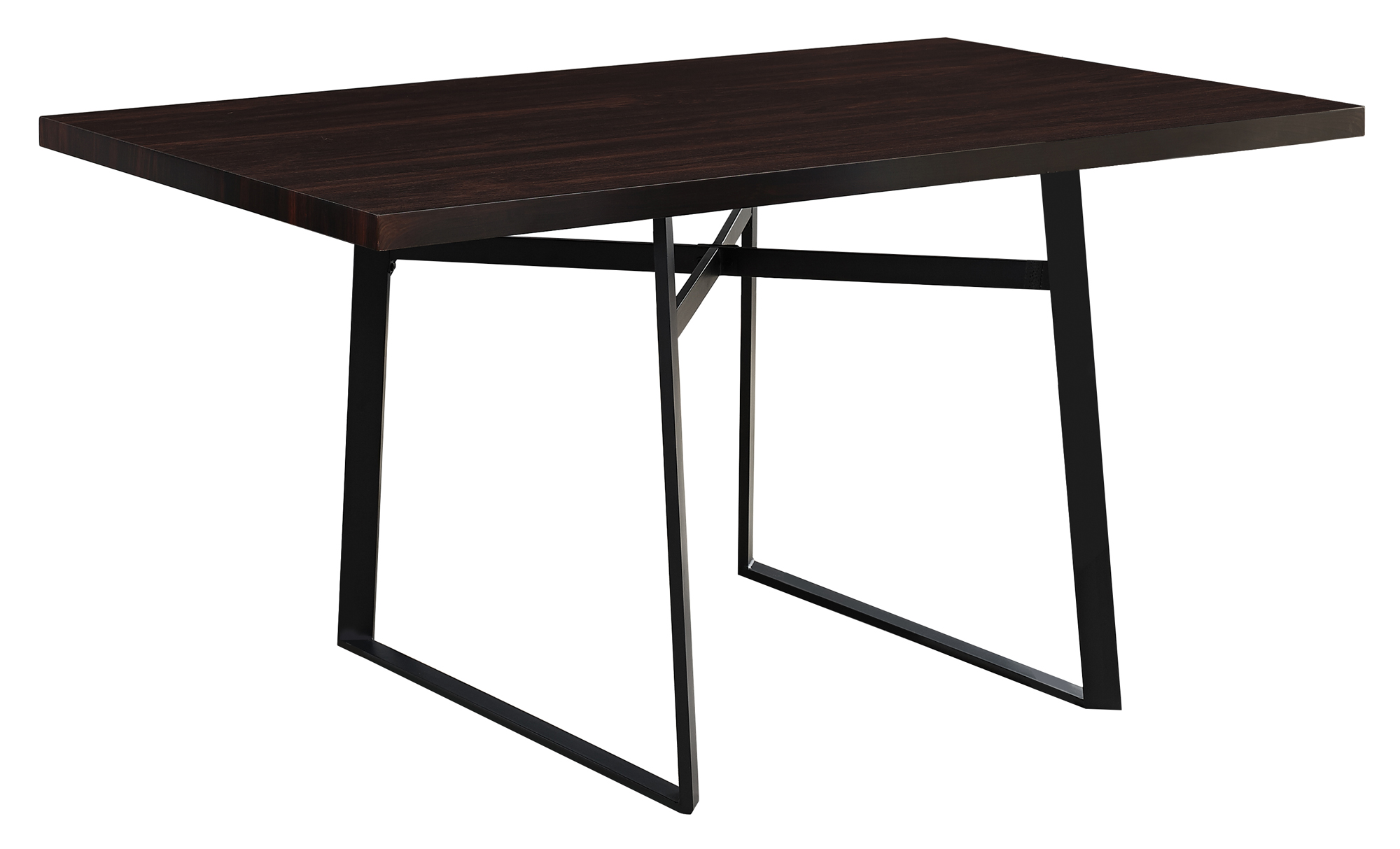 36" x 60" x 30" Cappuccino Black HollowCore Particle Board Metal Dining Table