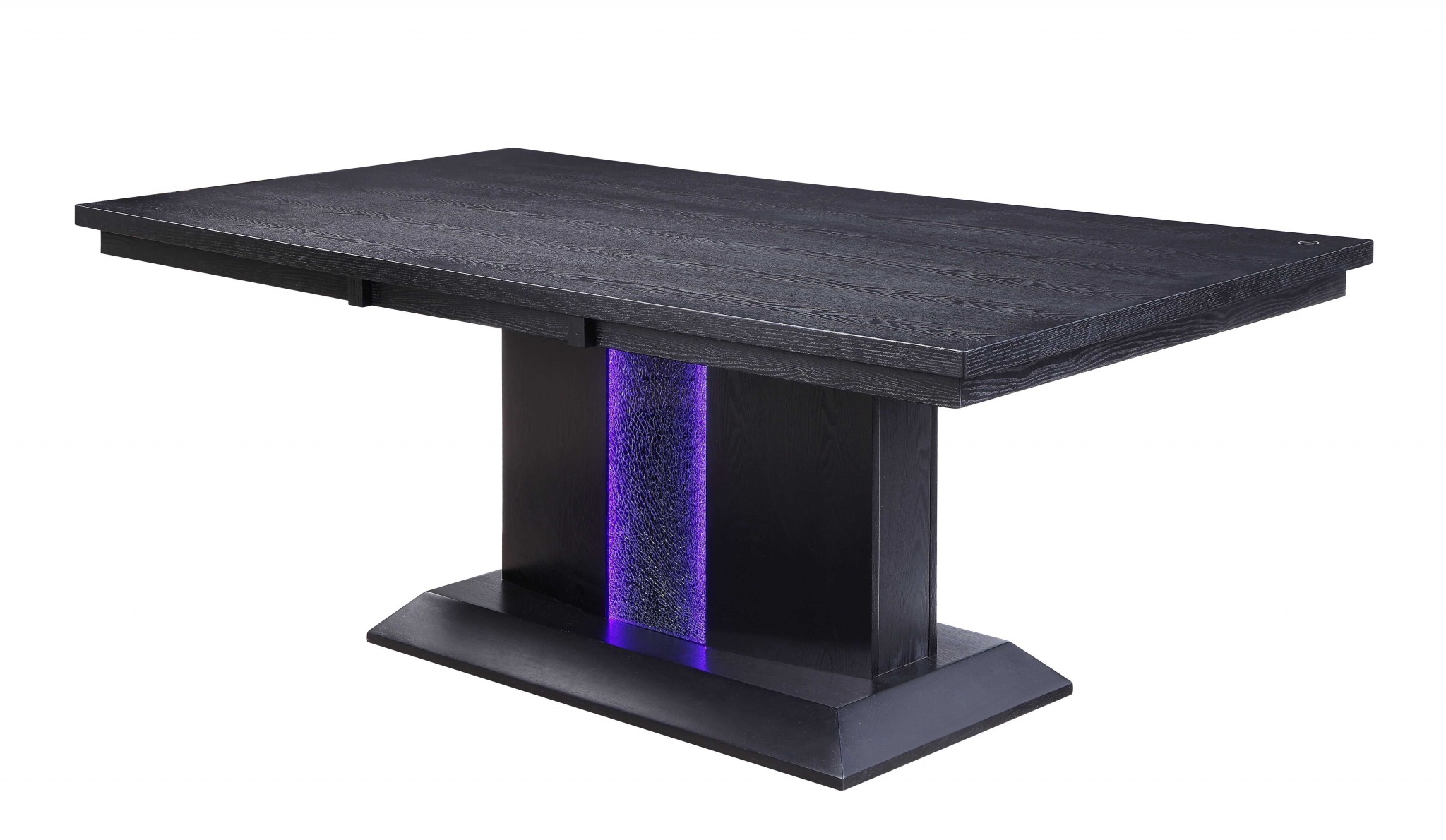40" X 76" X 30" Black Wood LED Glass Dining Table