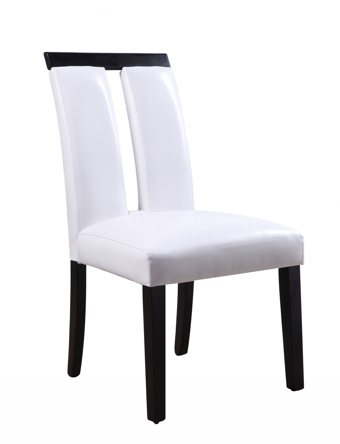 21" X 26" X 39" White Faux Leather Upholstered Seat and Black Wood Side Chair