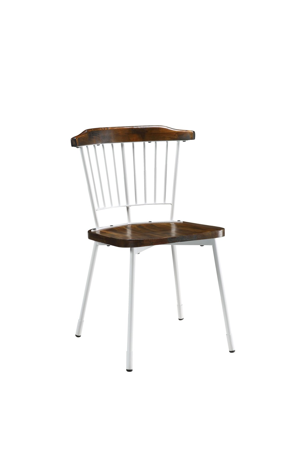 21" X 19" X 32" Brown Oak Wood and White Metal Base Side Chair Set of 2