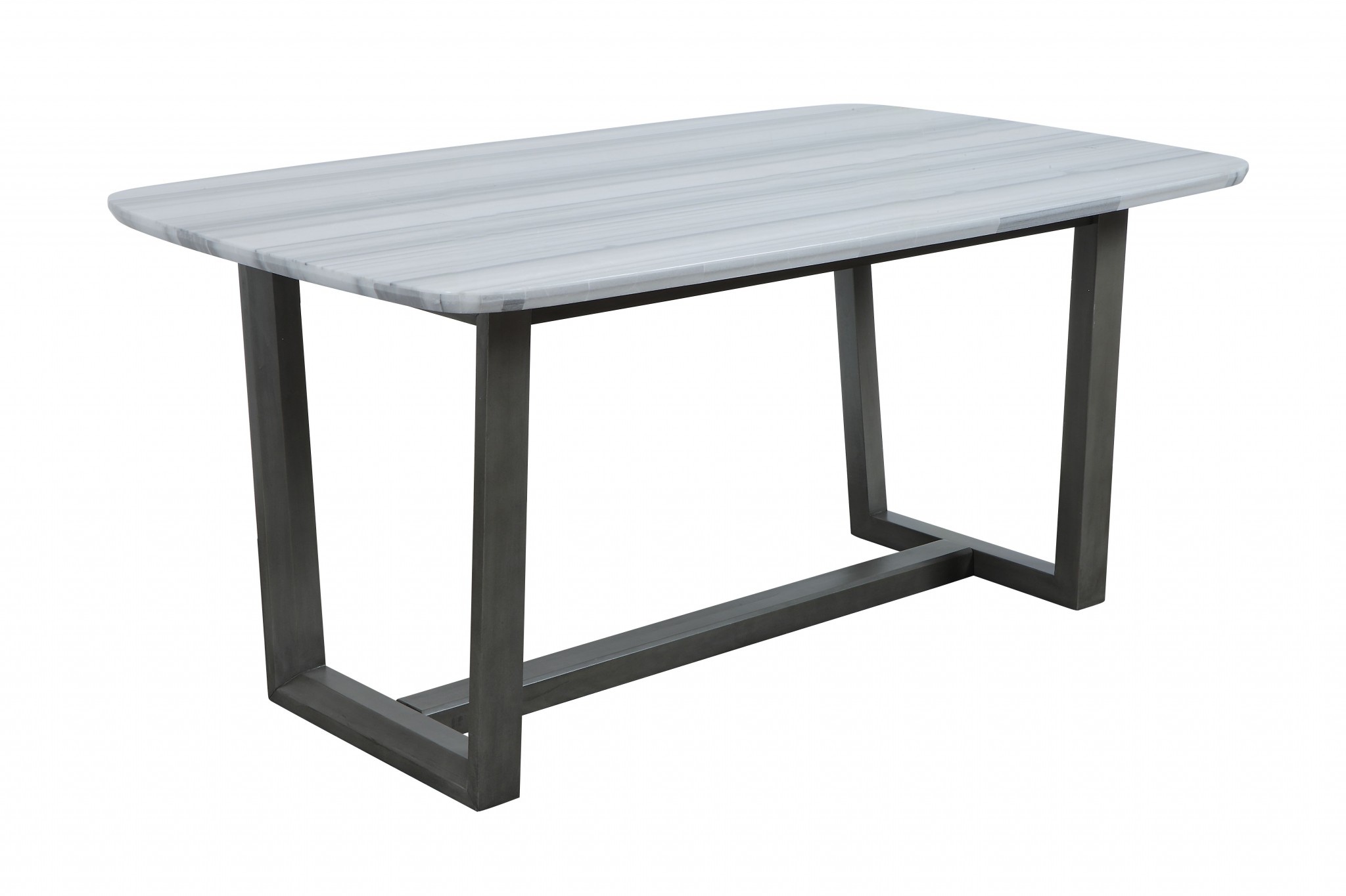40" X 72" X 30" Marble Gray Oak Wood Marble Dining Table