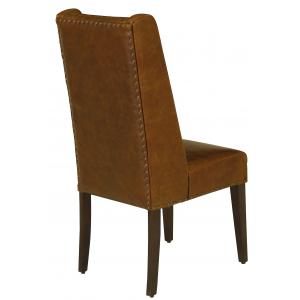 20.5" x 22.5" x 44.5" Leather and Wood Brown Modern Contemporary Dining Chair