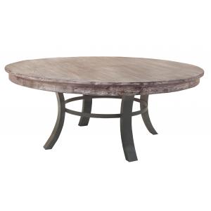 72" x 72" x 30" Metal White Wash Gray and Black Contemporary Round Dining Table