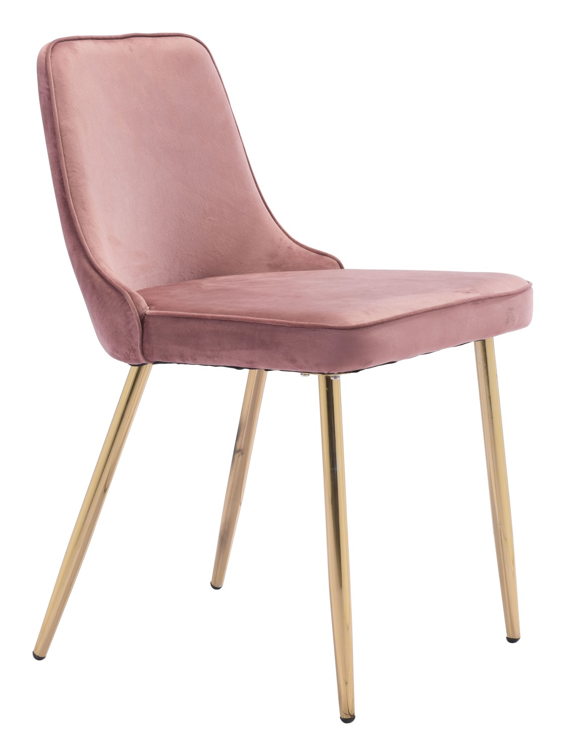 19.7" x 24.2" x 33.5" Pink Velvet Steel Dining Chair