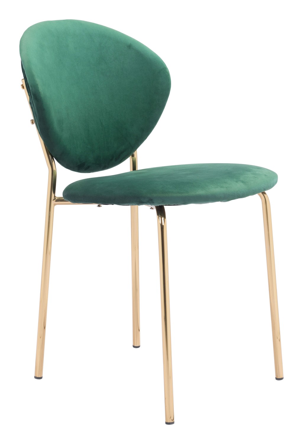 18.1" x 23.6" x 32.3" Green and Gold Velvet Steel and Plywood Chair Set of 2