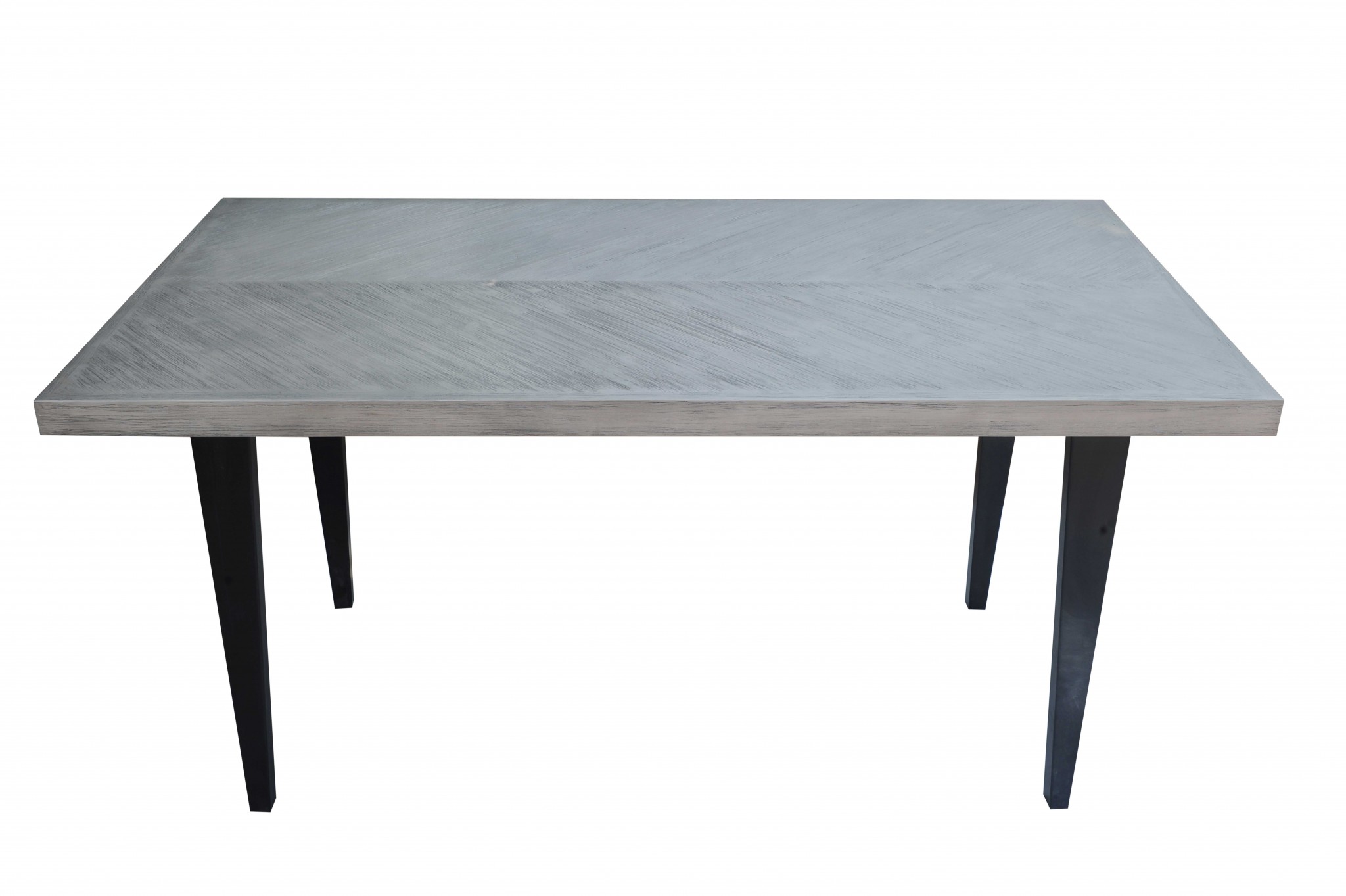 38" X 72" X 36" Black Acacia Top Metal Rectangle Counter Height Dining Table
