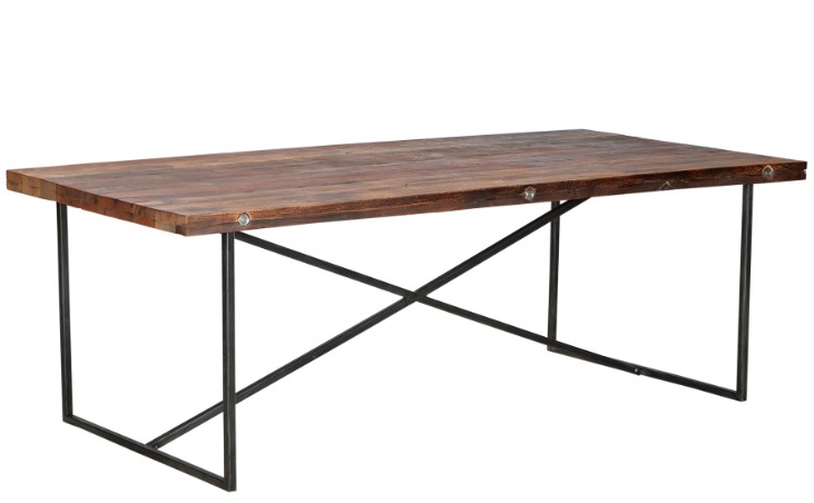 42" X 84" X 29" Black Recycled Reclaimed Wood Dining Table