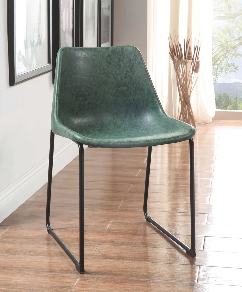 18" X 21" X 28" Vintage Green & Black Metal Side Chair (Set-2)