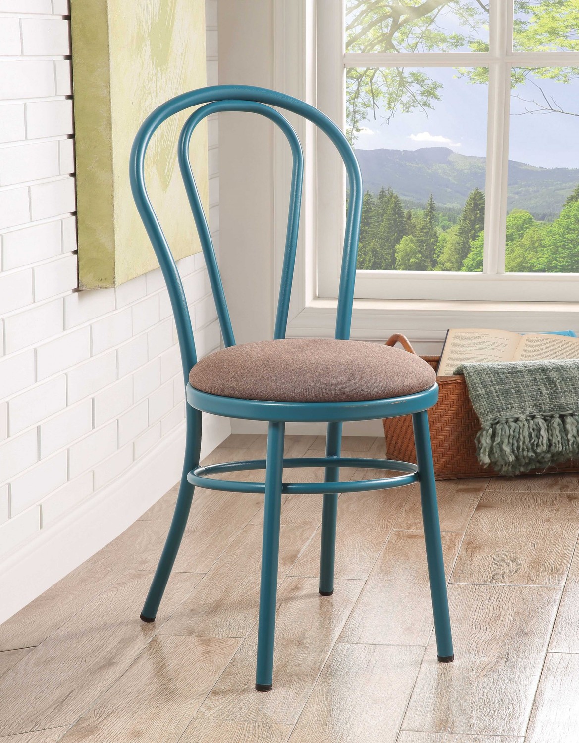 17" X 17" X 36" Teal Fabric Side Chair (Set-2)