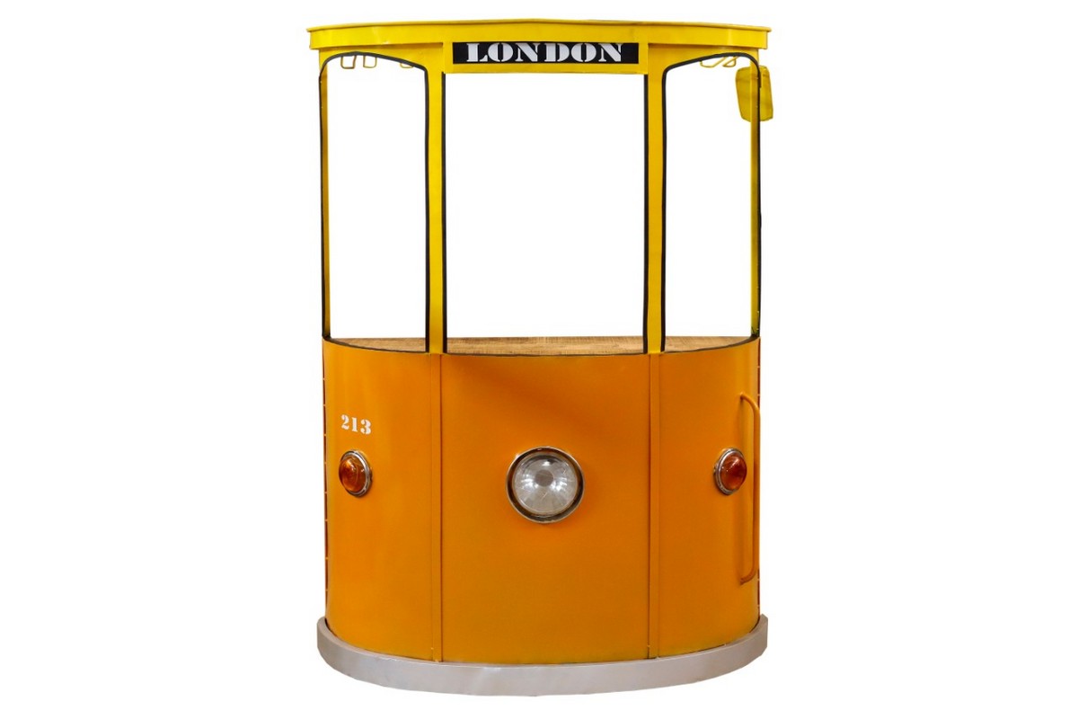 18" X 70.5" X 49.5" Yellow and Orange London Tram Bar
