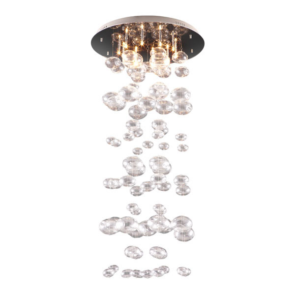 23.6" X 23.6" X 49" Glass Stainless Steel Ceiling Lamp