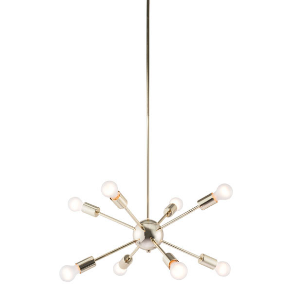 27" X 27" X 59" Gold Electroplated Metal Ceiling Lamp