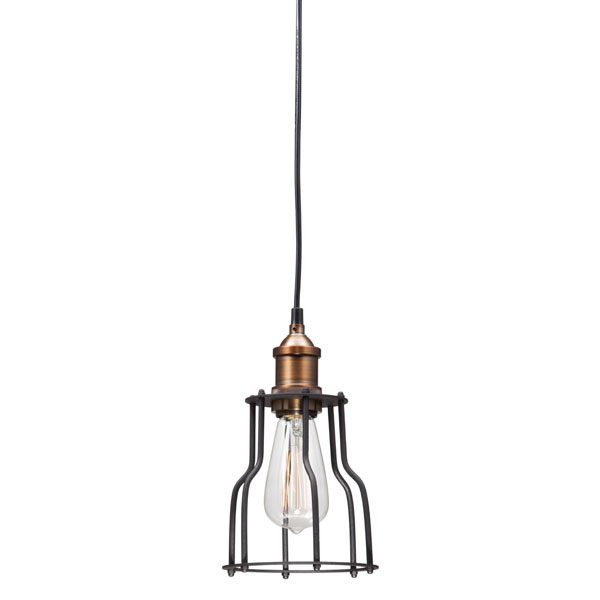 5.9" X 5.9" X 10" Black And Copper Metal Ceiling Lamp