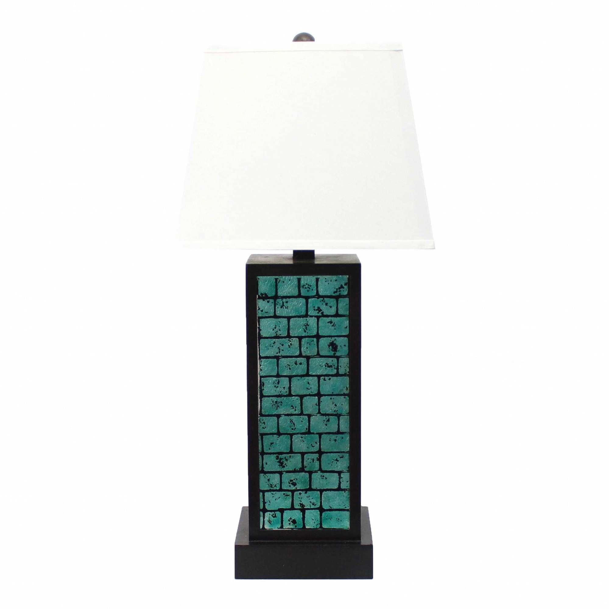 13" x 15" x 30.75" Black, Metal With Teal Brick Pattern - Table Lamp