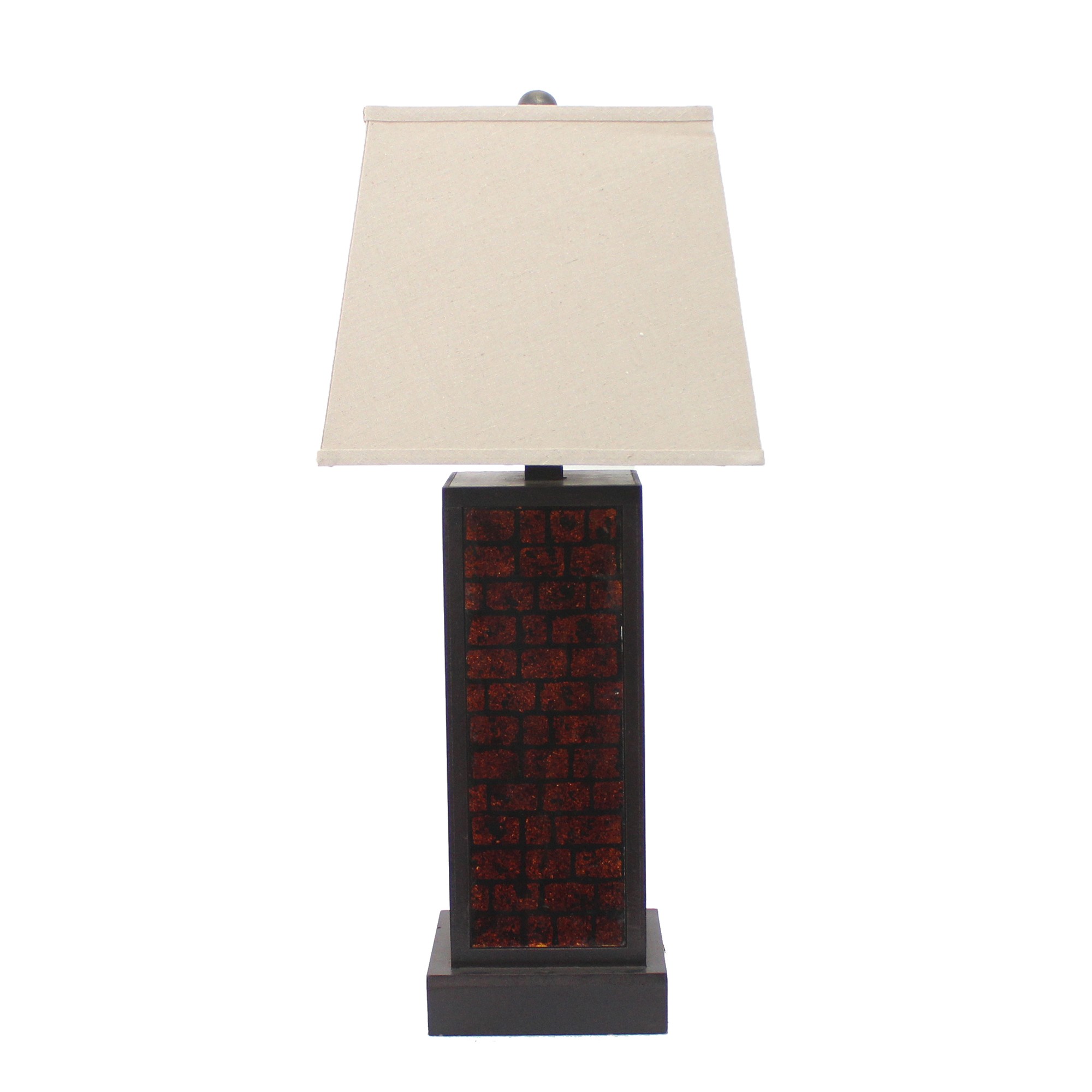 13" x 15" x 30.75" Burgundy, Metal, Brick Pattern - Table Lamp