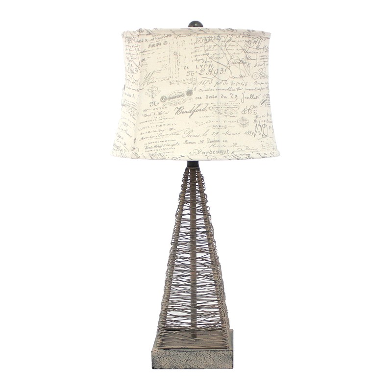 15" x 13" x 28.5" Tan, Industrial Metal With Gentle Linen Shade - Table Lamp