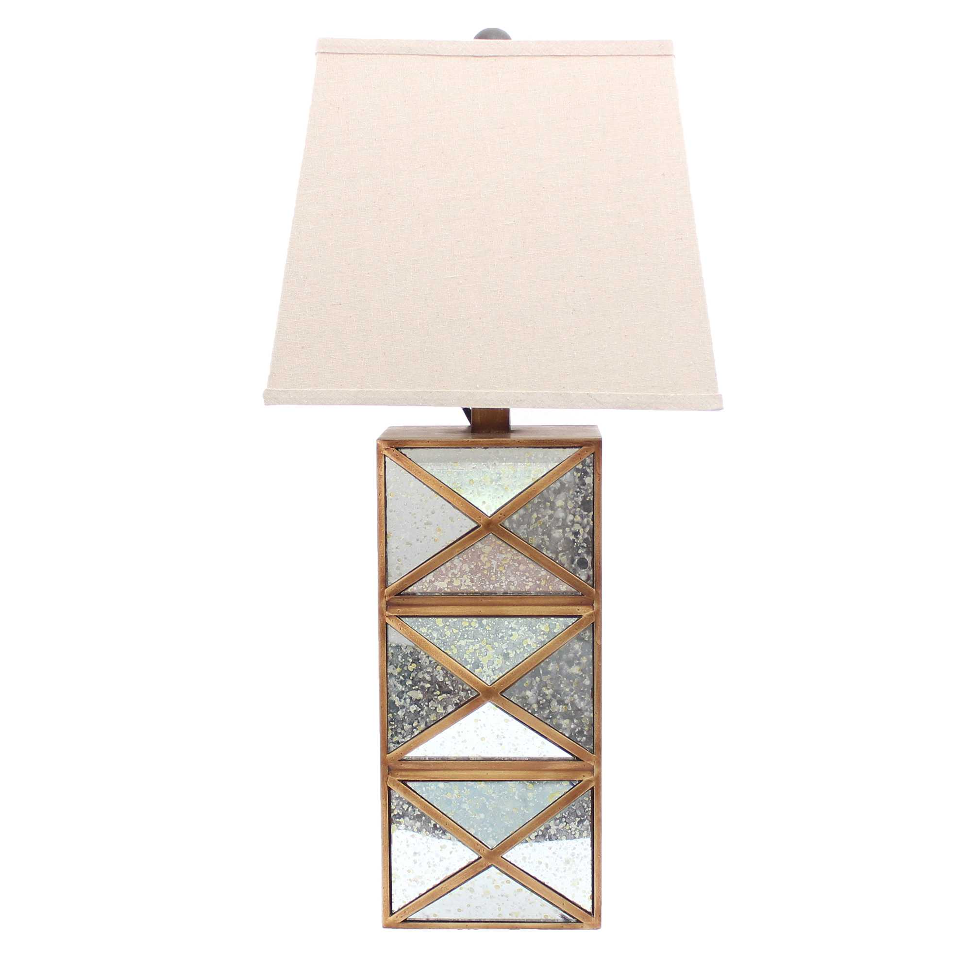 6.25" x 6.75" x 27.5" Gold, Modern Illusionary, Mirrored Base - Table Lamp