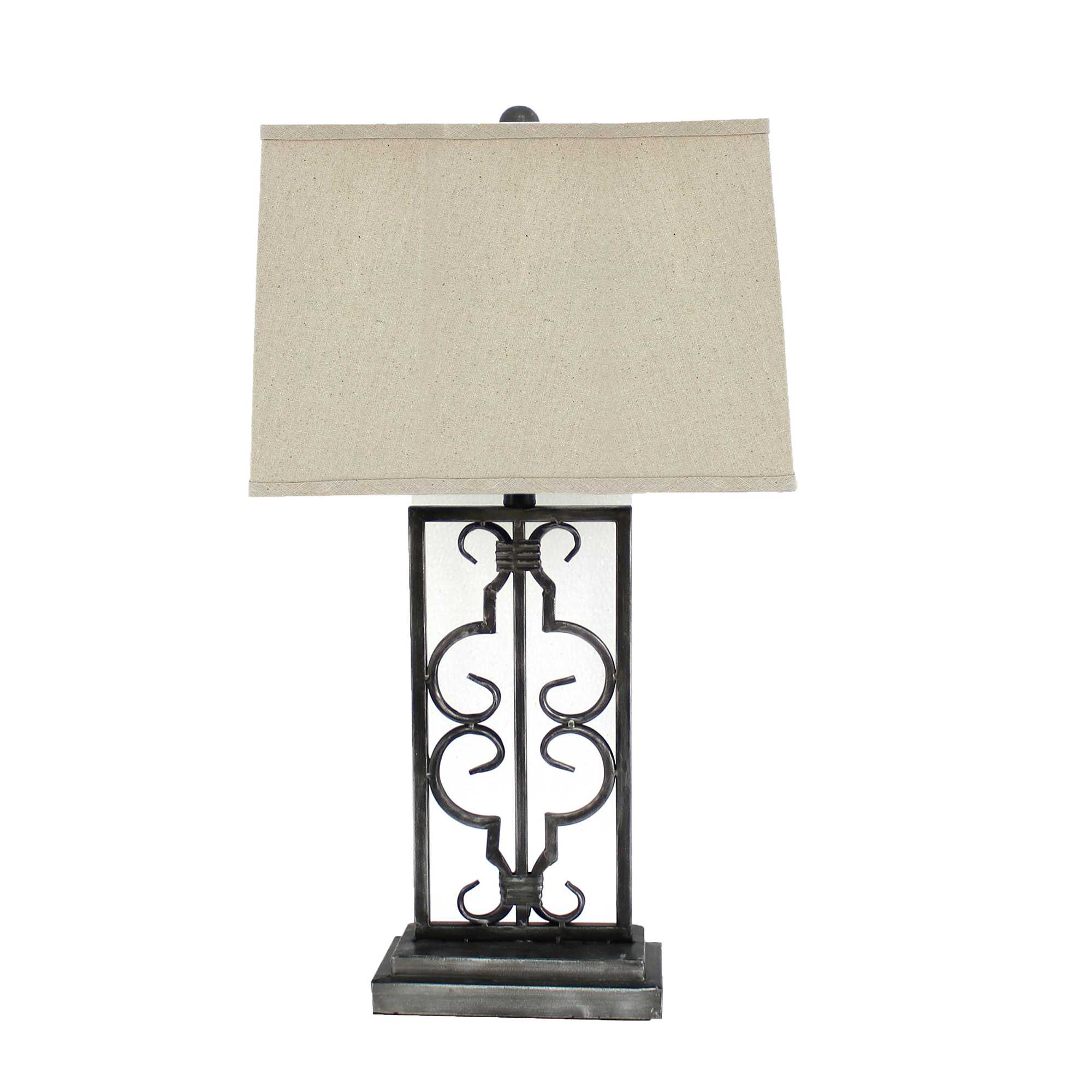 5.5" x 9.25" x 28.75" Gray, Industrial With Stacked Metal Pedestal - Table Lamp