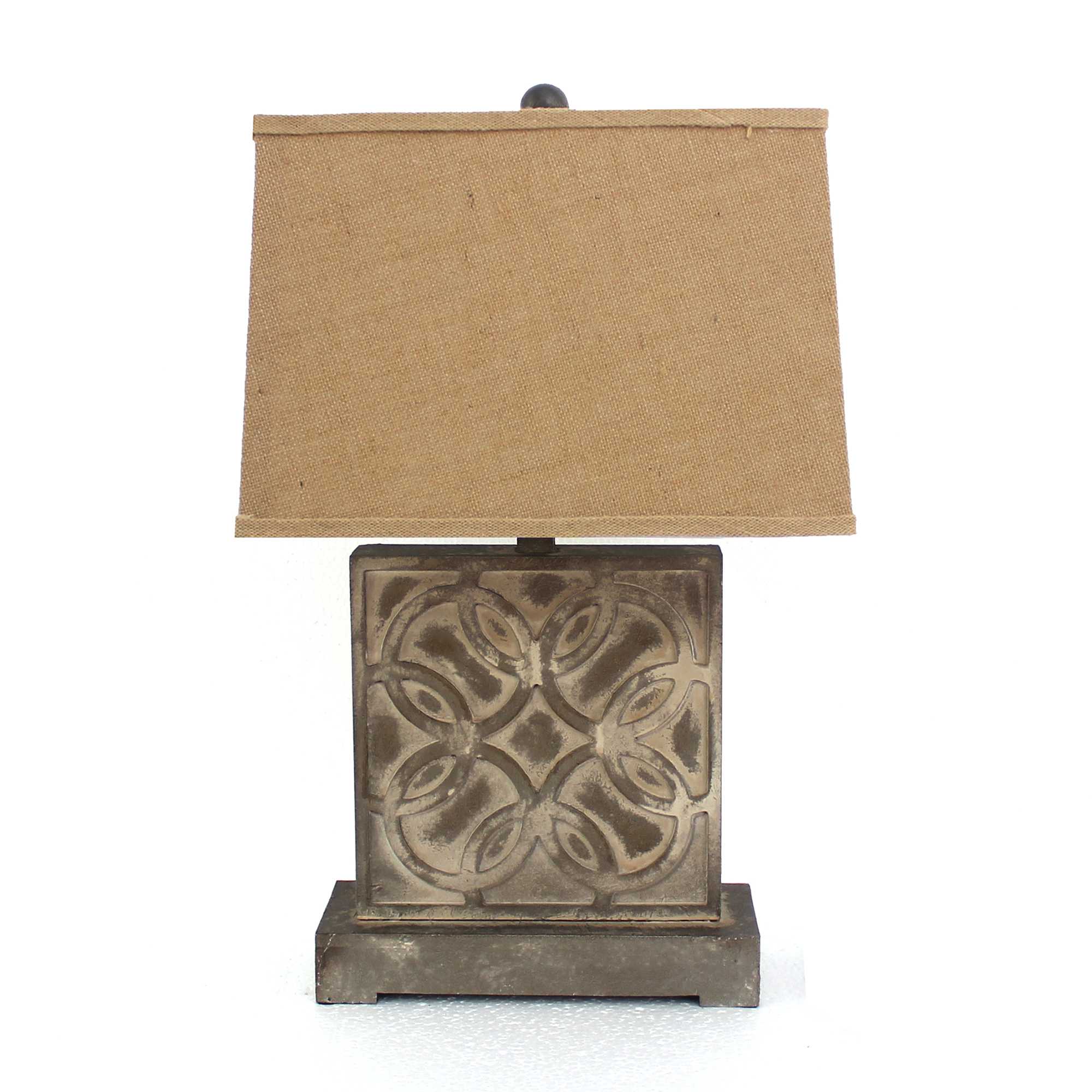 4.75" x 11.75" x 24.75" Brown, Vintage with Khaki Linen Shade - Table Lamp