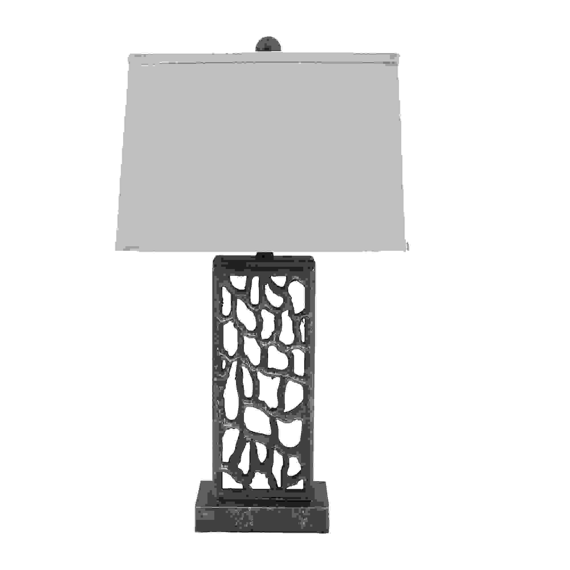 5" x 8" x 28.75" Silver, Metal With Multi Mini Grotto Pattern - Table Lamp