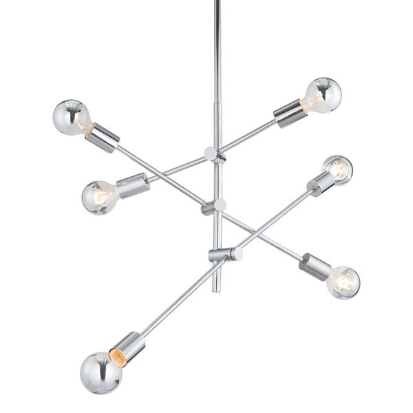 31.5" X 31.5" X 76" Chrome Metal Ceiling Lamp