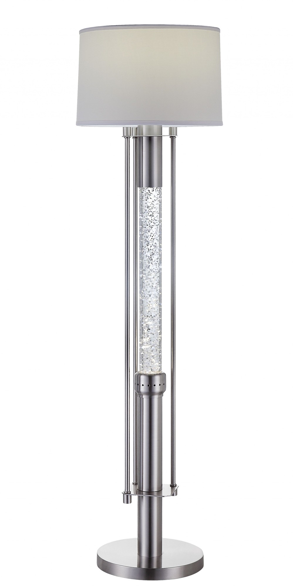 15" X 15" X 58" Brushed Nickel Metal Glass LED Shade Floor Lamp