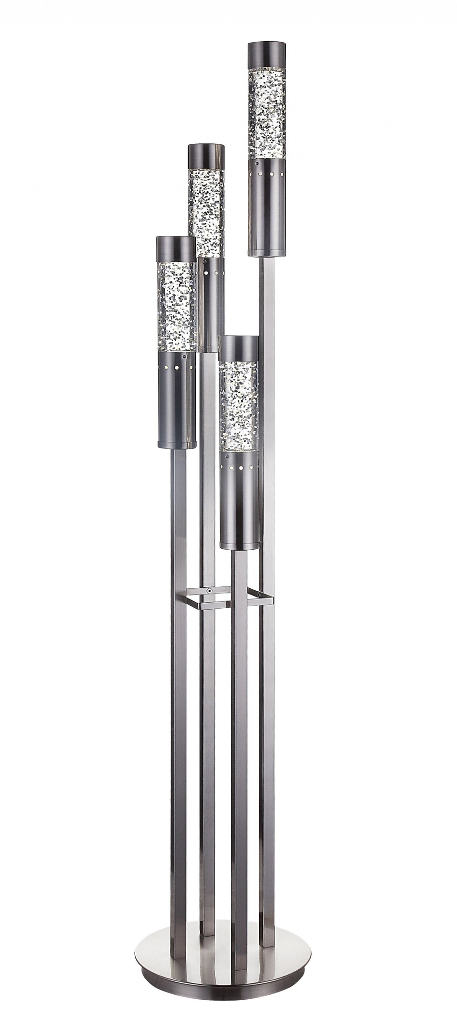 11" X 11" X 58" Brushed Nickel Metal Glass LED Floor Lamp