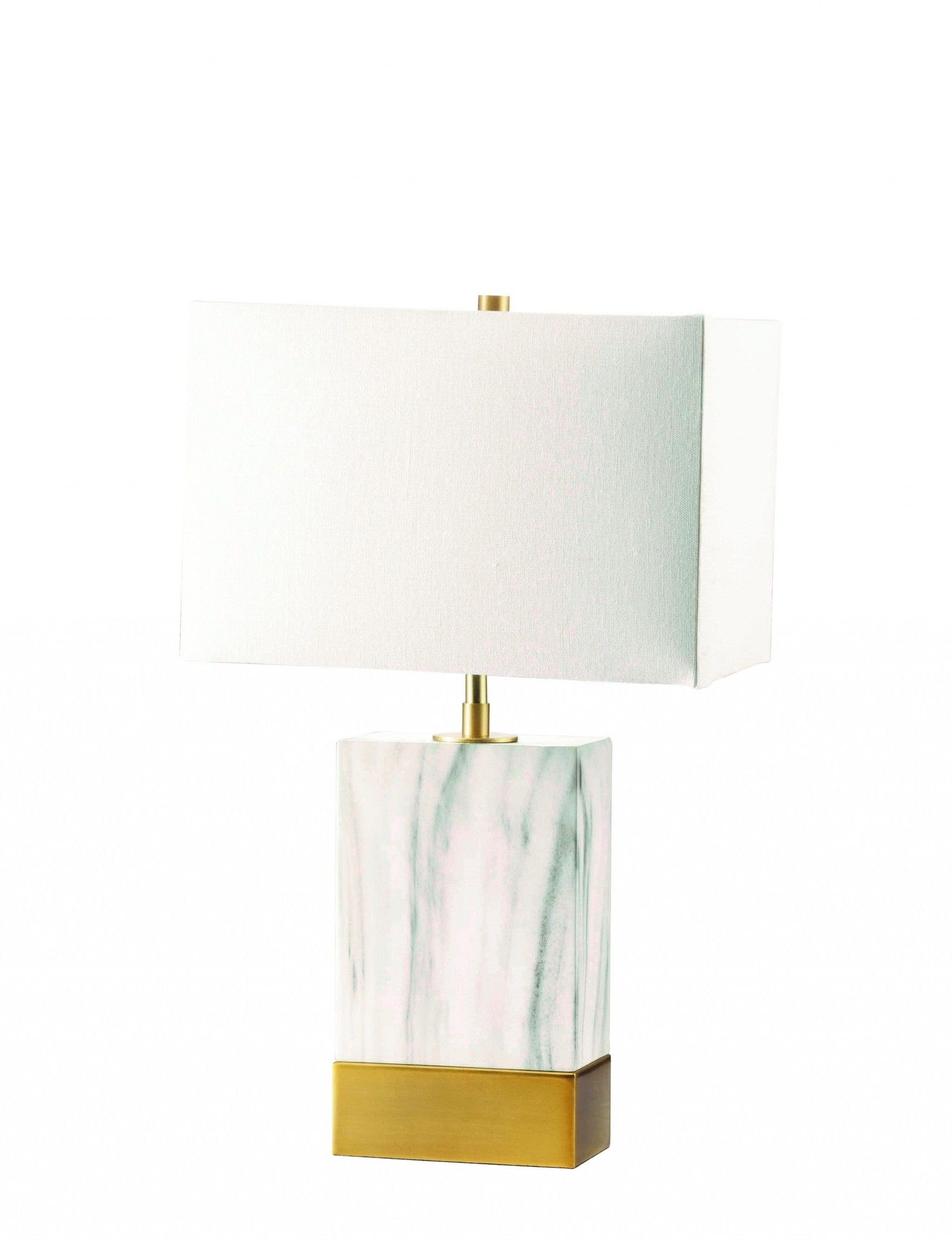 8" X 13" X 25" White & Satin Gold Metal Shade Table Lamp
