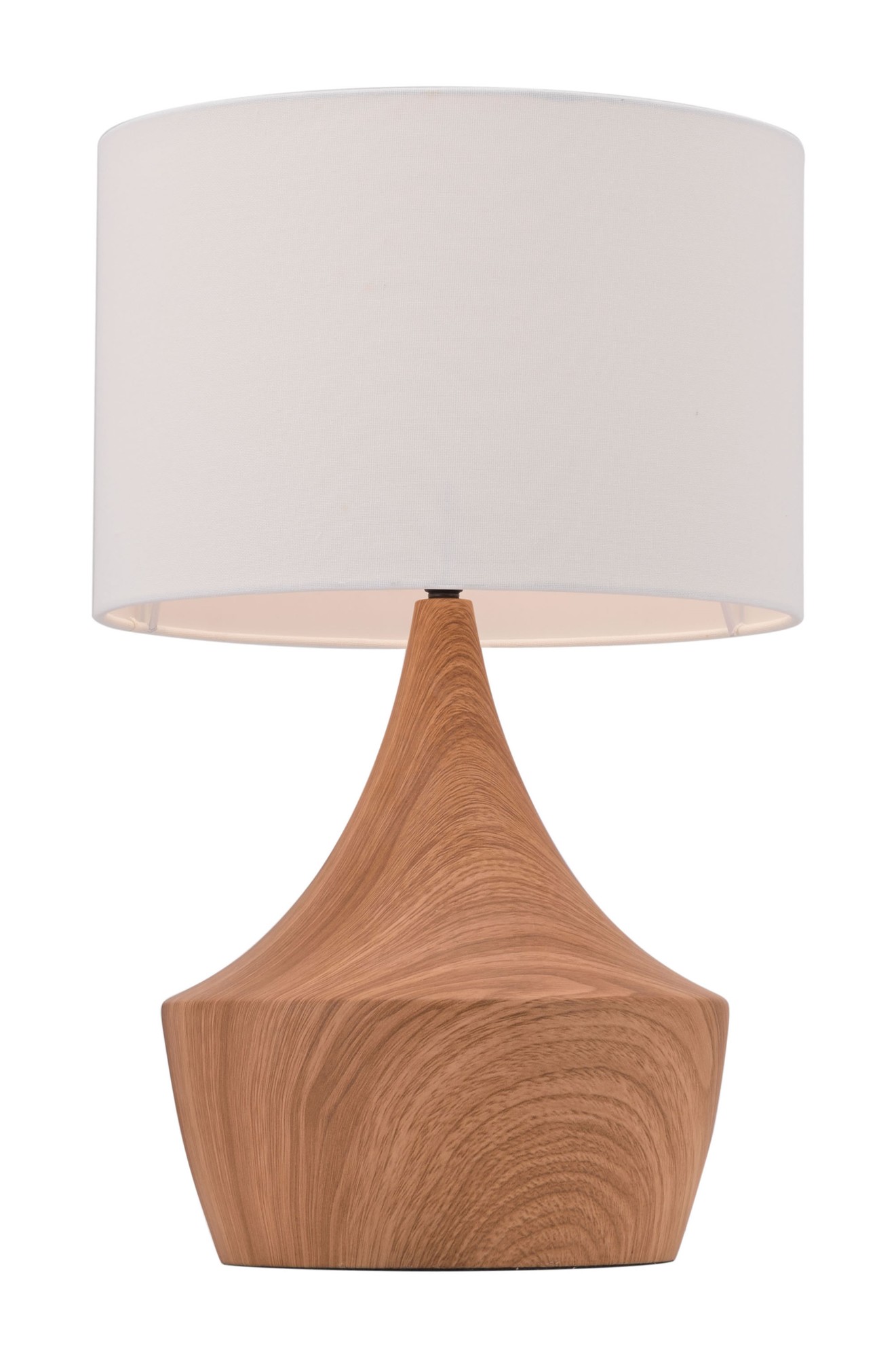 11.8" x 11.8" x 18.7" White & Brown, Polyblend, Steel, Table Lamp