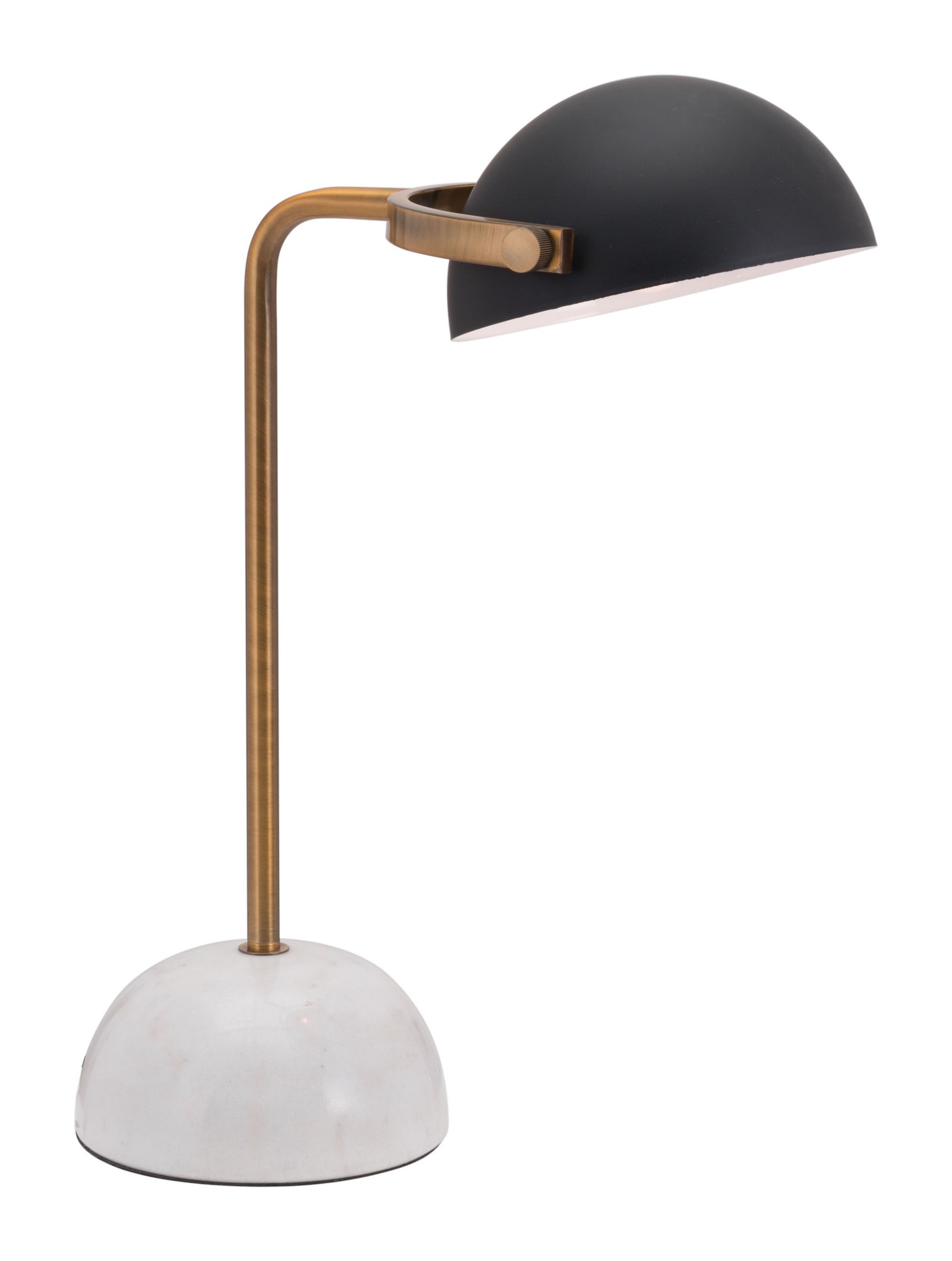 15.7" x 10" x 21.3" Black, Steel & Marble, Table Lamp