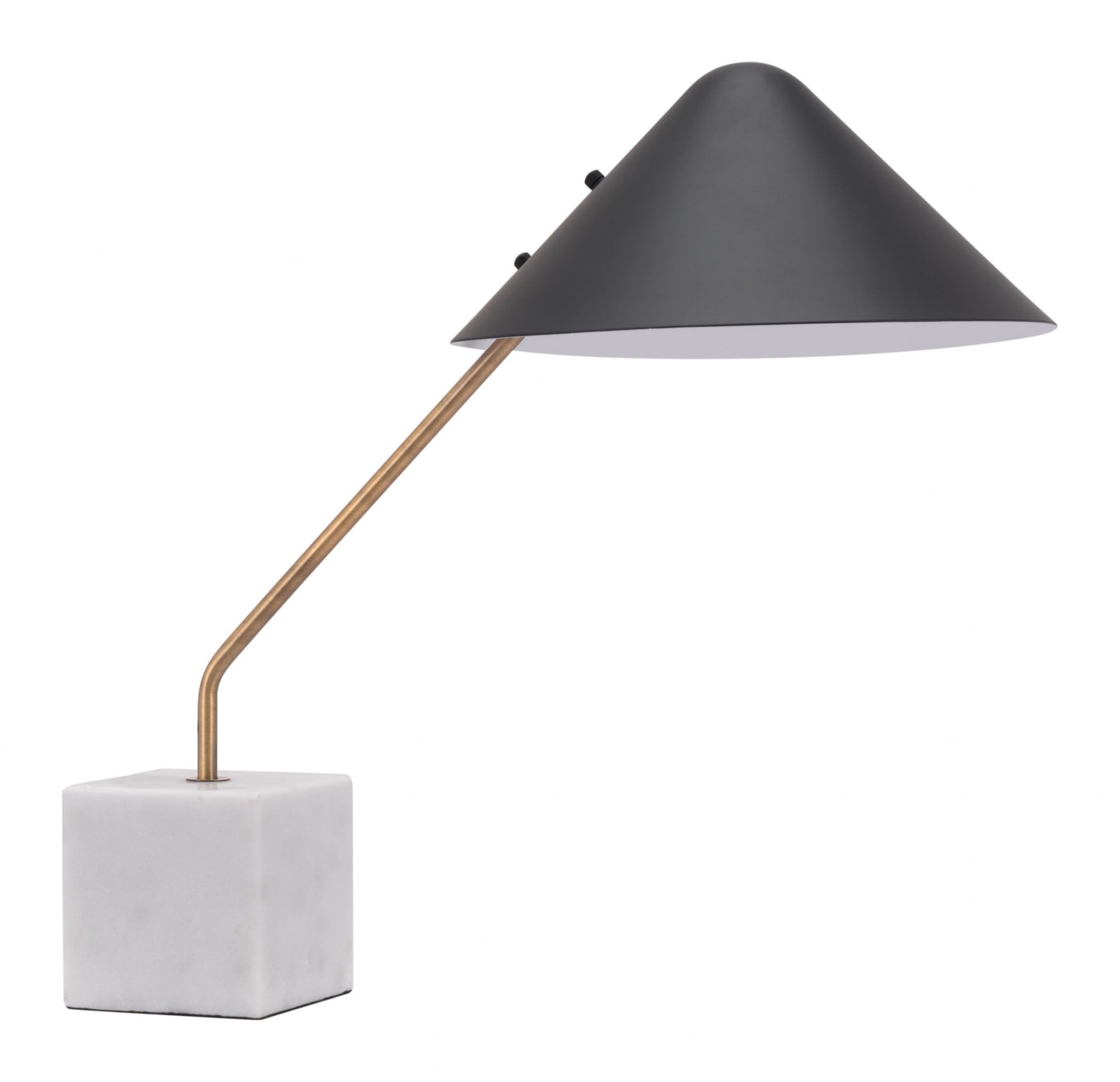 20.9" x 12.6" x 20.5" Black, Steel & Marble, Table Lamp