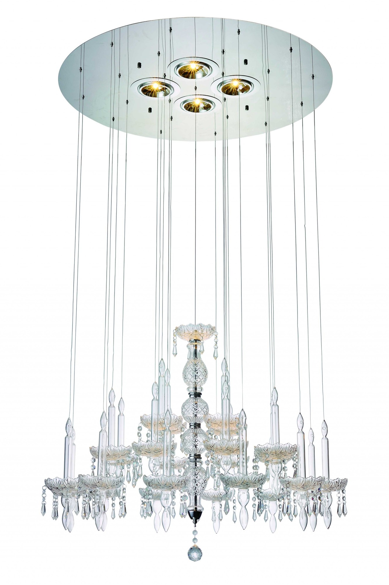33" X 33" X 55" Clear Crystal Glass Pendant Lamp