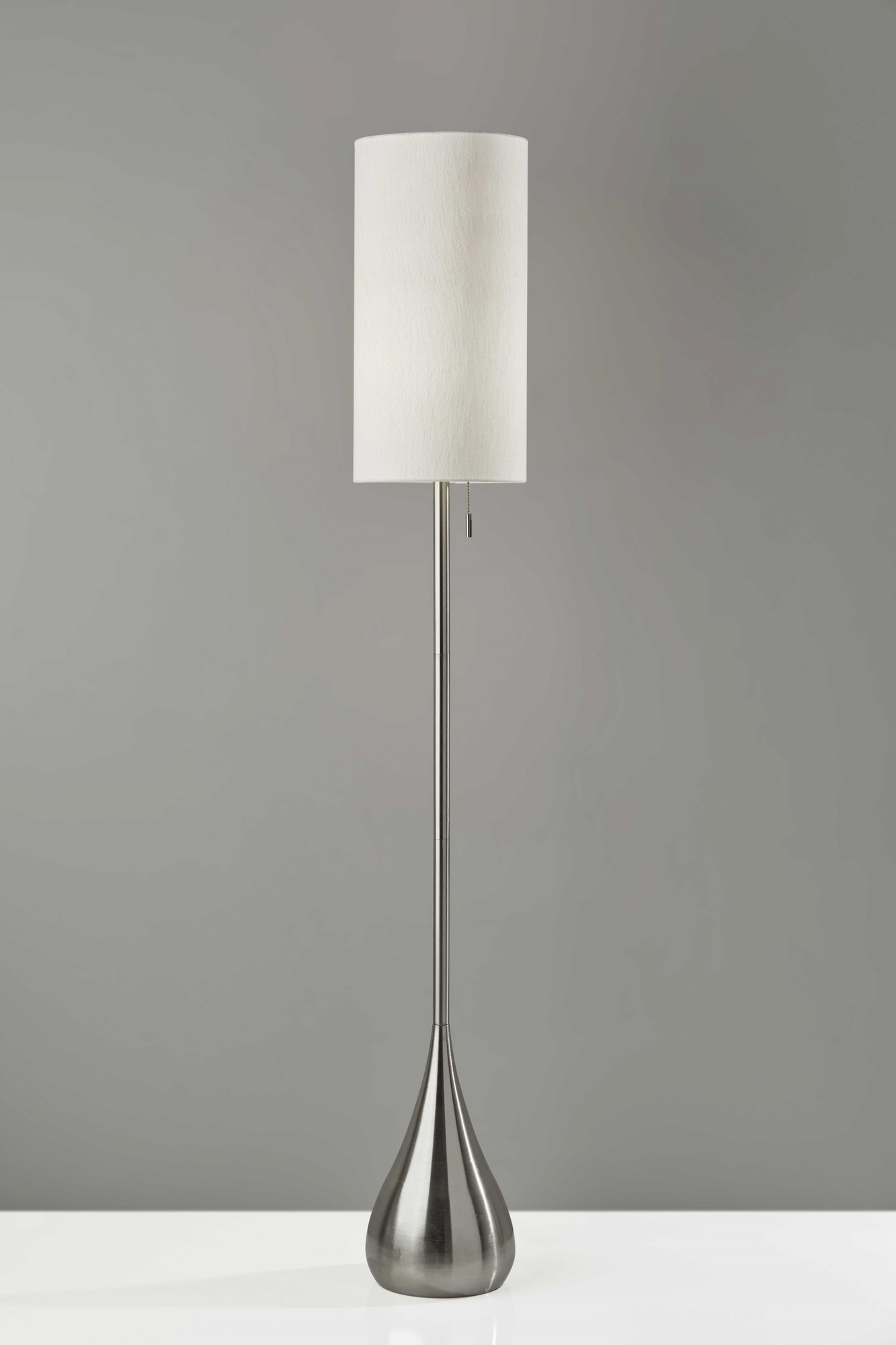 10" X 10" X 68" Brushed Steel Metal Floor Lamp