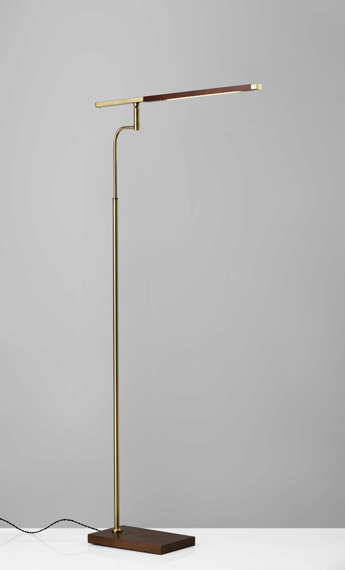 24" X 18-24" X 50.5-62.5" Walnut Wood LED Floor Lamp