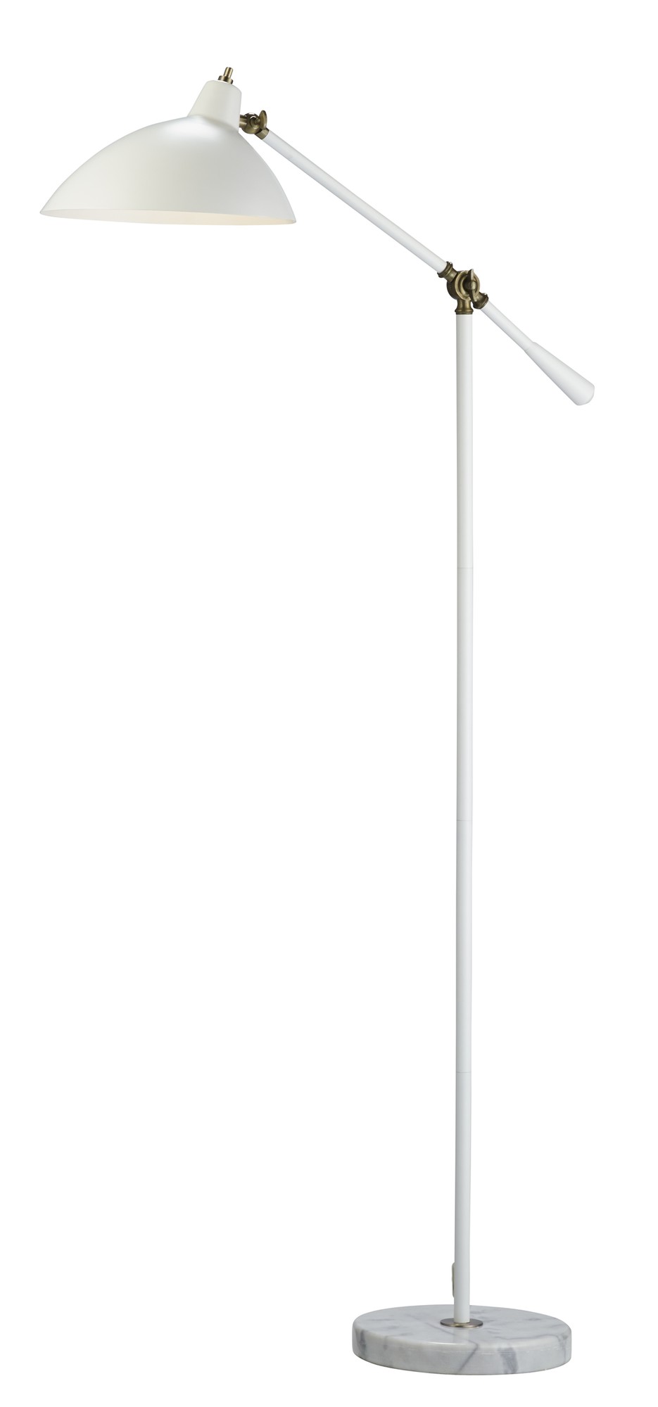 10.5" X 27.5-32" X 52-59.5" White Metal Floor Lamp