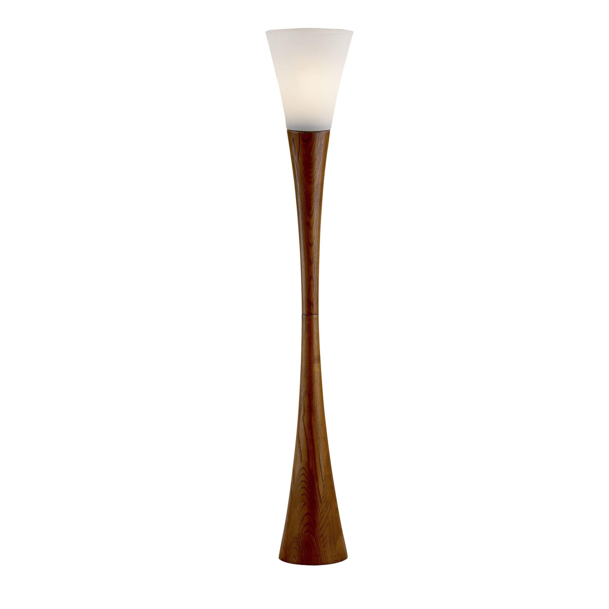 10" X 10" X 68" Walnut Wood Floor Lamp