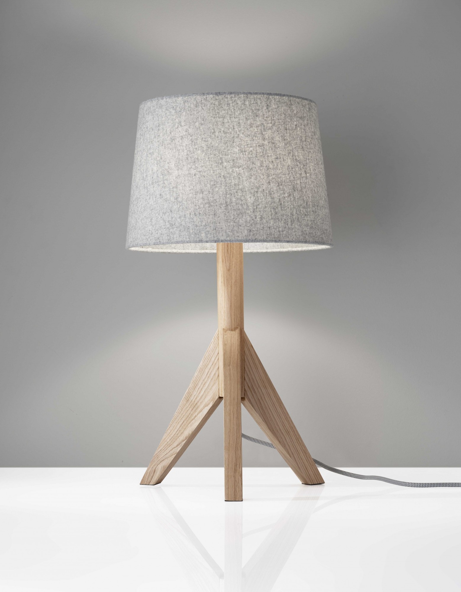 12.5" X 12.5" X 24.5" Natural Wood Table Lamp