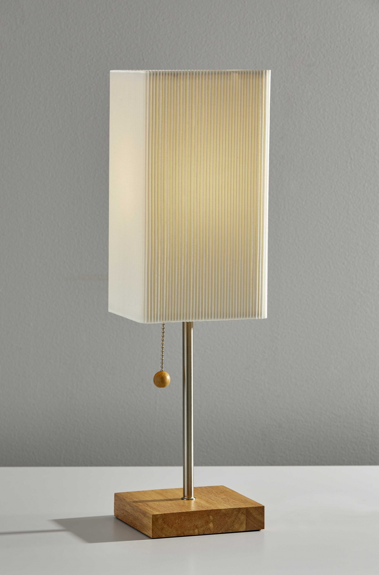 5.25" X 5.25" X 19" Natural Wood Table Lamp