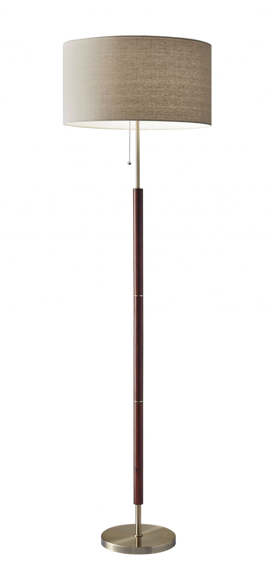 19" X 10" X 65.5" Walnut Wood Metal Floor Lamp