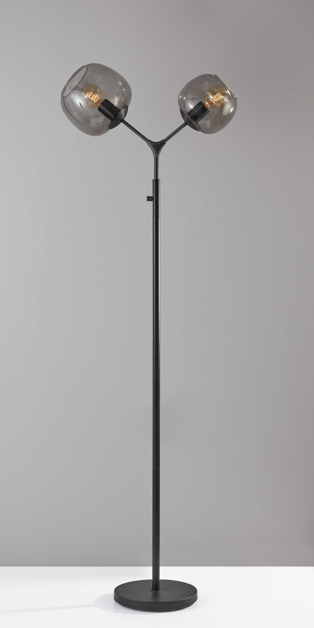 24" X 11" X 71.5" Brushed Steel Metal Tall Floor Lamp