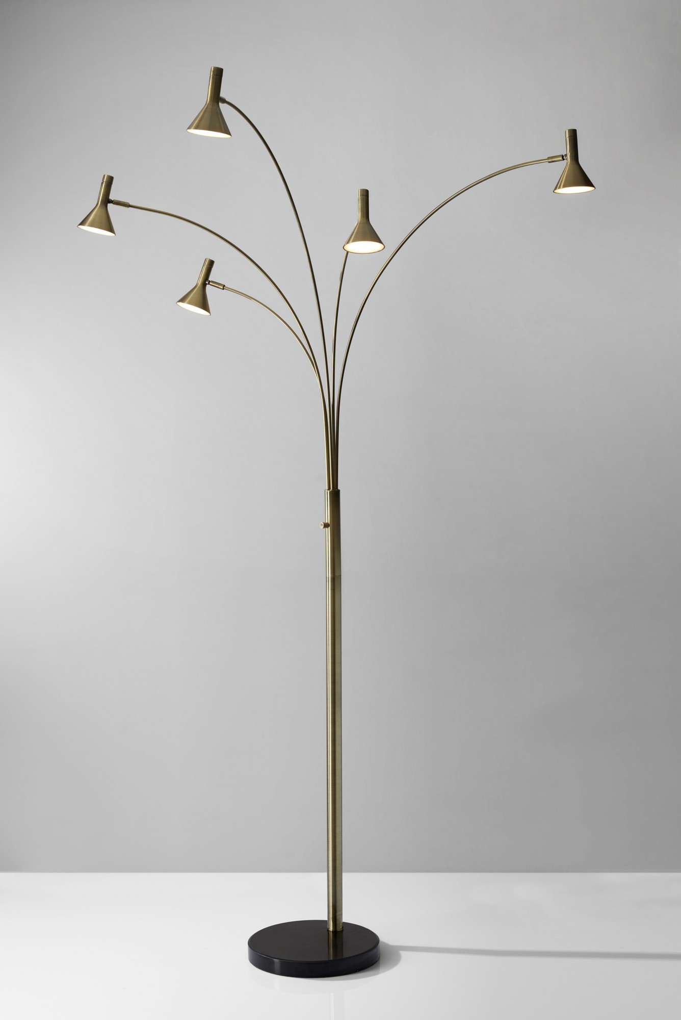 37" X 35" X 76" Brass Metal LED Arc Lamp