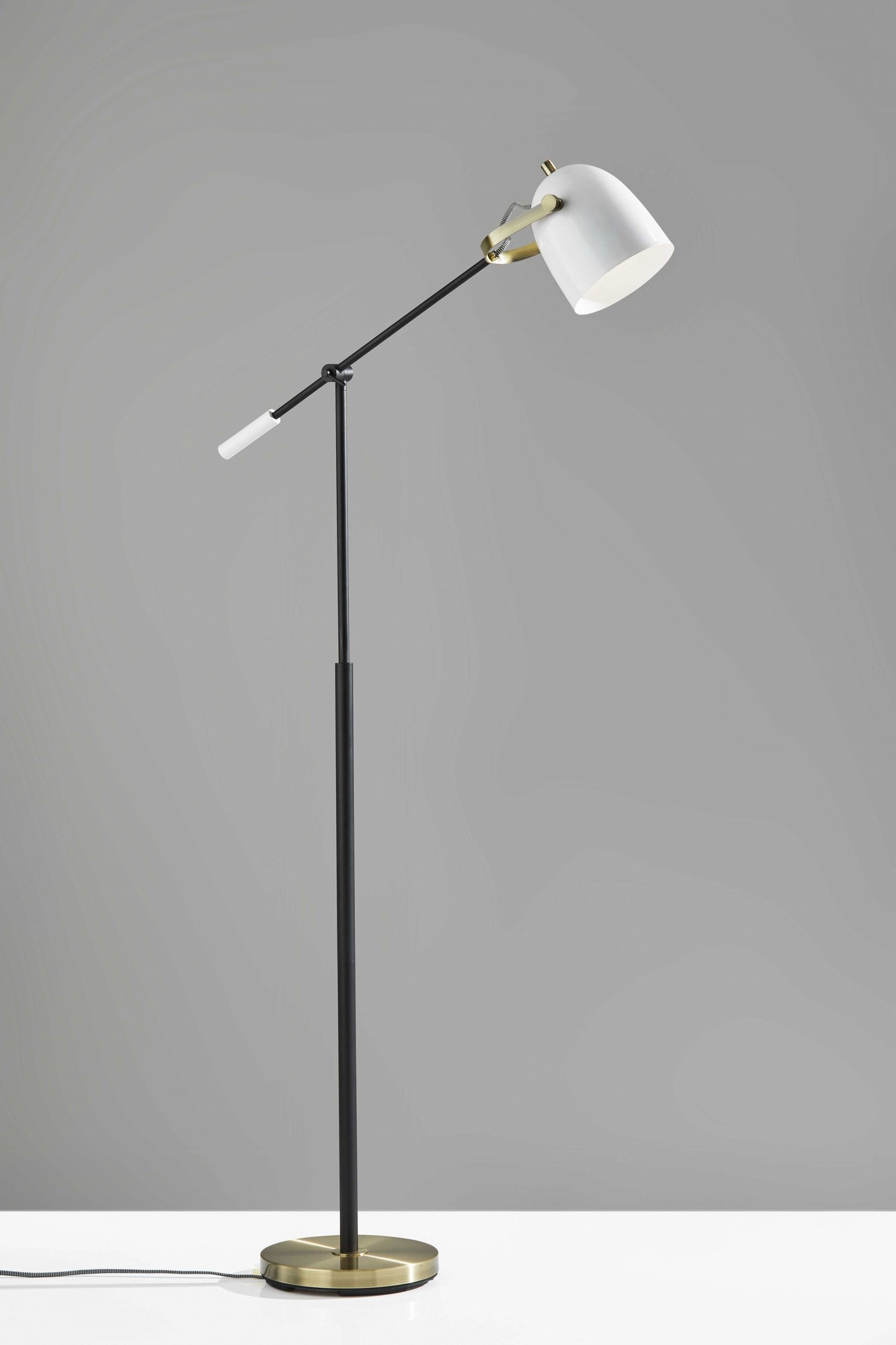10" X 31" X 52.5"-65" White Metal Floor Lamp
