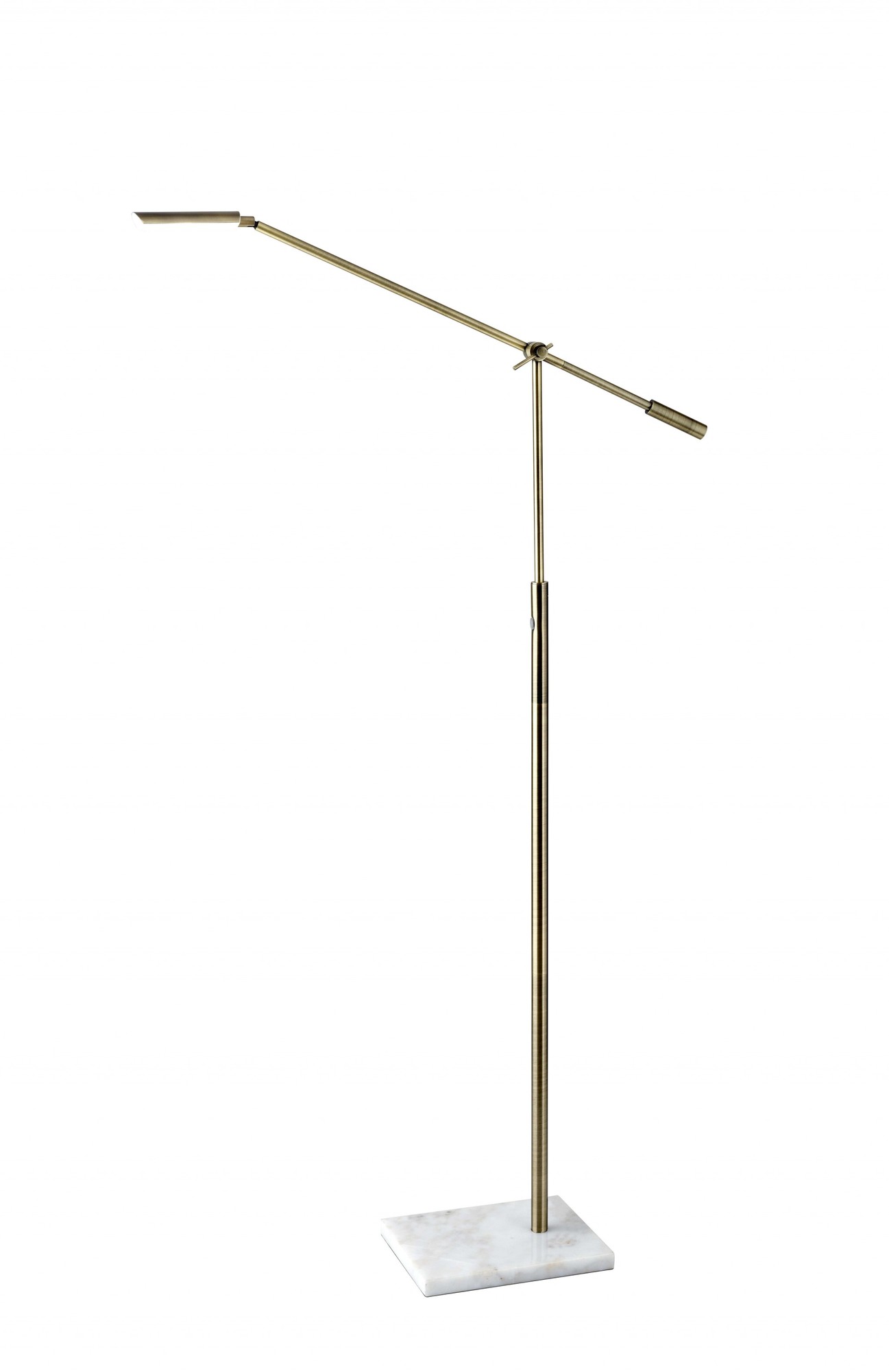 8" X 30" X 46.5" - 61" Brass Metal LED Floor Lamp
